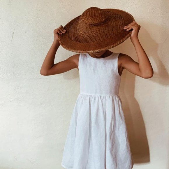 White linen girls dress